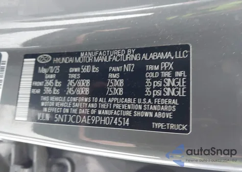 2023 Hyundai Santa Cruz Sel from USA, damaged, VIN 5NTJCDAE9PH074514